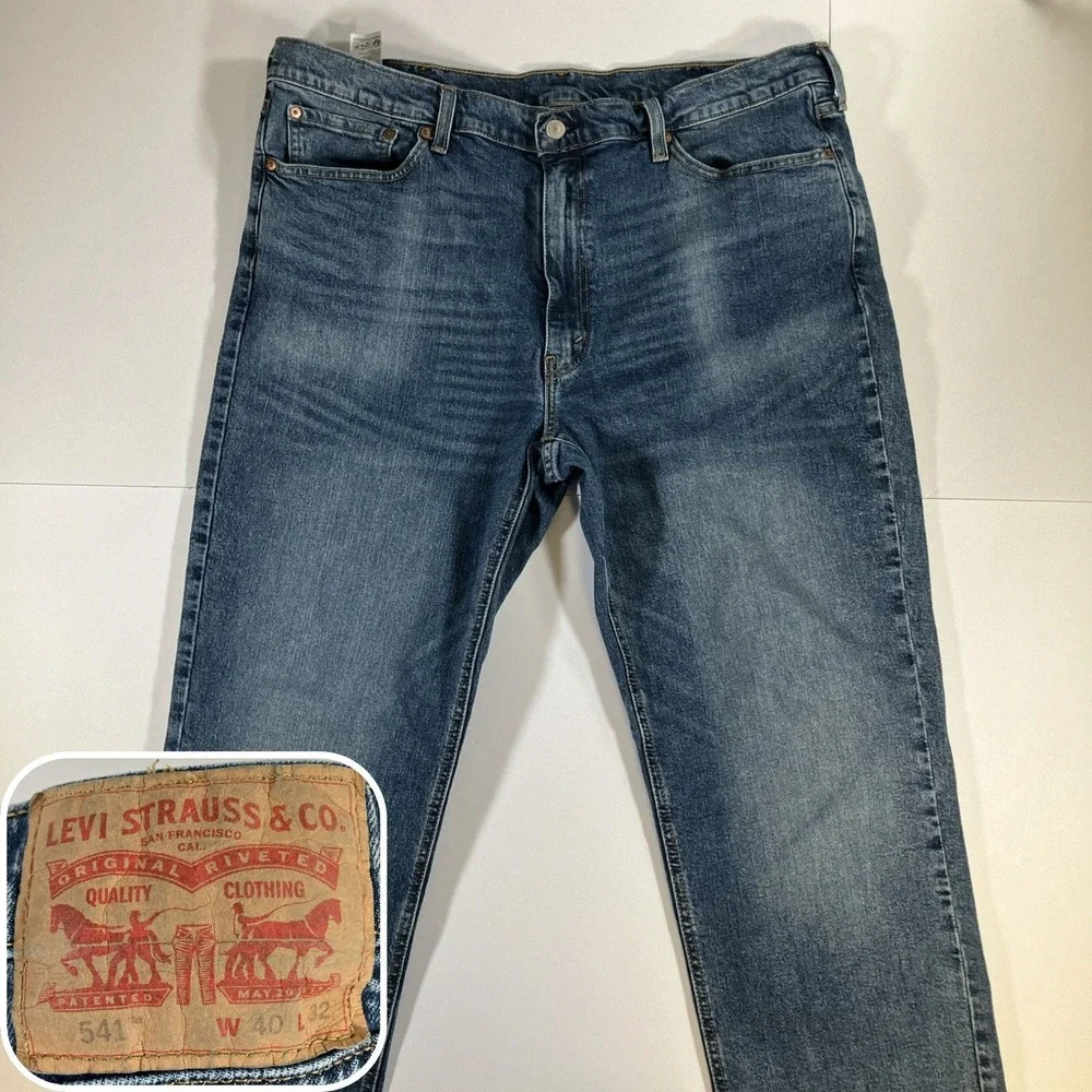 Levi's 541 Athletic Taper Jeans Men's 40x32 Blue Stretch Actual 30.5 Inseam